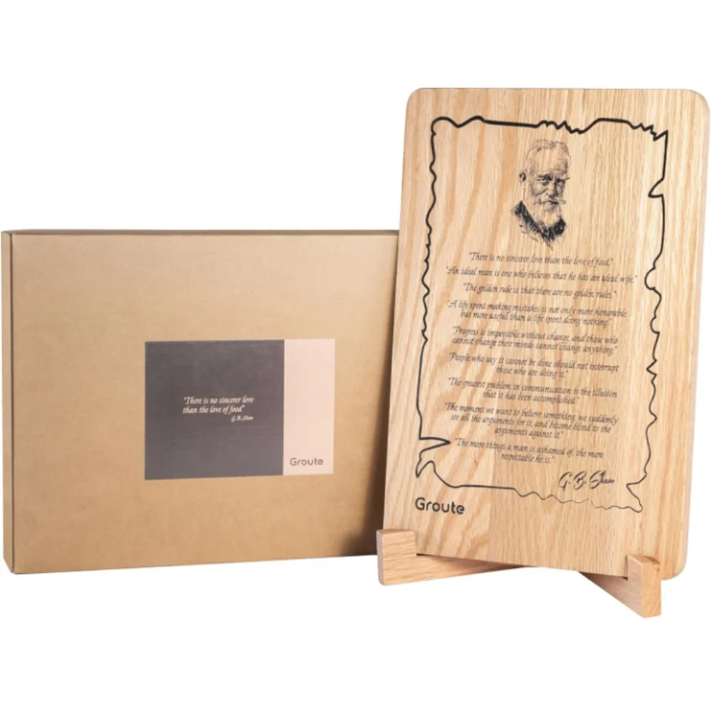 Groute George Bernard Shaw Quotes Engraved Oak Cutting Board 9x13 in NWT